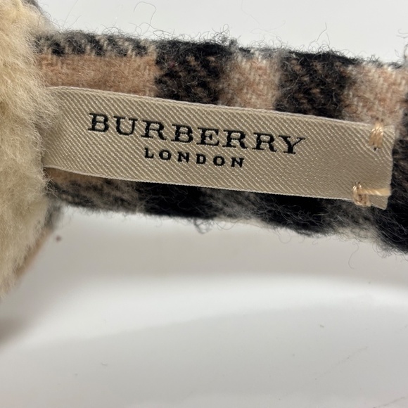 Burberry London 100% Cashmere Shearling Plaid Earmuffs - Iconic Check - Picture 3 of 11